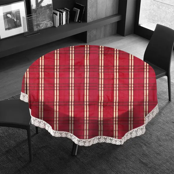 PVC_6_Seater_Round_Table_Cover_With_Border_Lace_(Size-72_Inch_Round,_Color-Red)