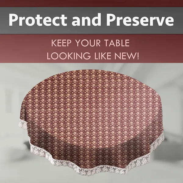 PVC_6_Seater_Round_Table_Cover_With_Border_Lace_(Size-72_Inch_Round,_Color-Brown)