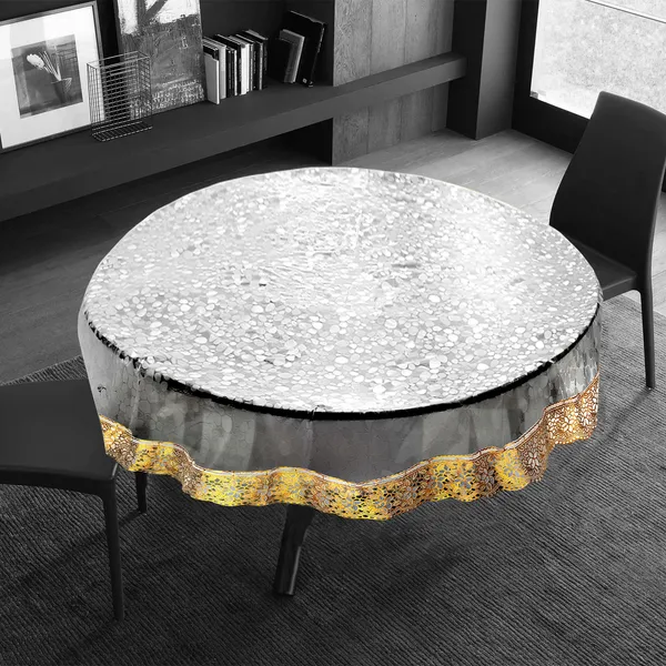 PVC_Diamond_Textured_6_Seater_Round_Table_Cover_With_Golden_Border_Lace_(Size-72_Inch_Round,_Color-Transparent)