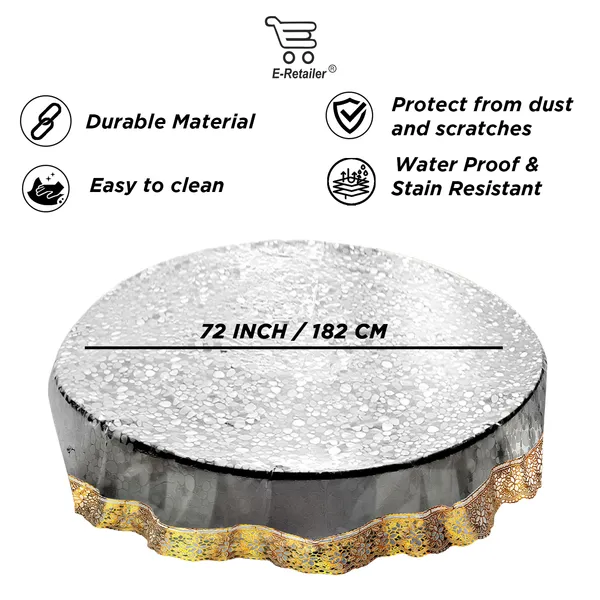 PVC_Diamond_Textured_6_Seater_Round_Table_Cover_With_Golden_Border_Lace_(Size-72_Inch_Round,_Color-Transparent)
