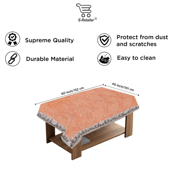 PVC_Center_Table_Cover_With_White_Border_Lace_(Size-40x60_Inches,_Color-Orange)