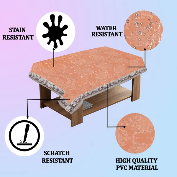 PVC_Center_Table_Cover_With_White_Border_Lace_(Size-40x60_Inches,_Color-Orange)