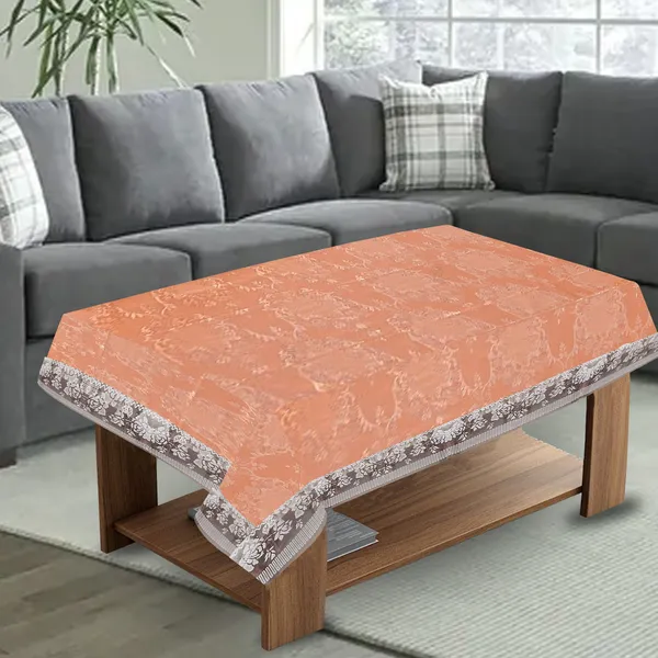 PVC_Center_Table_Cover_With_White_Border_Lace_(Size-40x60_Inches,_Color-Orange)