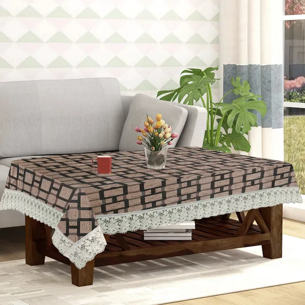 PVC_Center_Table_Cover_With_Border_Lace_(Size-40x60_Inches,_Color-Brown)