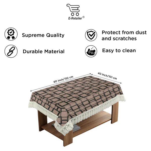PVC_Center_Table_Cover_With_Border_Lace_(Size-40x60_Inches,_Color-Brown)