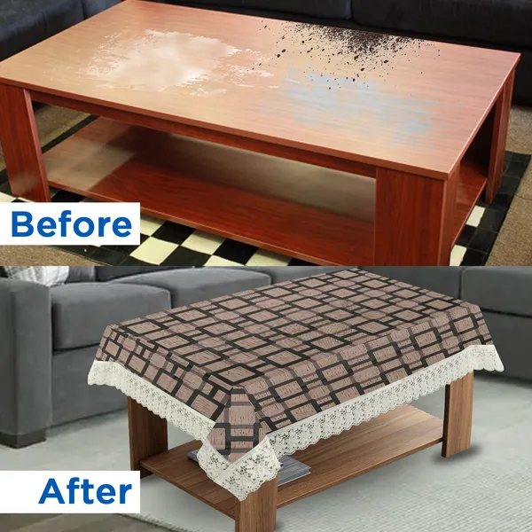 PVC_Center_Table_Cover_With_Border_Lace_(Size-40x60_Inches,_Color-Brown)