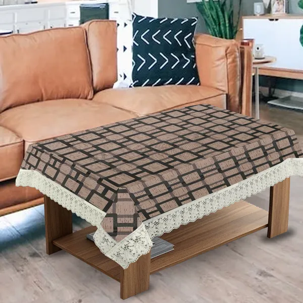 PVC_Center_Table_Cover_With_Border_Lace_(Size-40x60_Inches,_Color-Brown)
