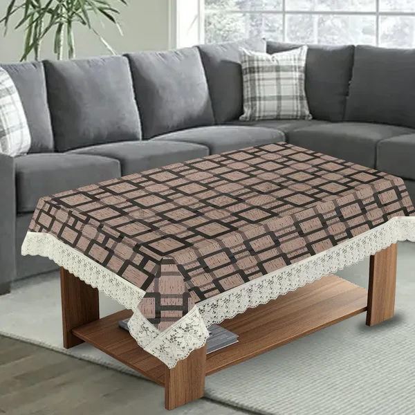 PVC_Center_Table_Cover_With_Border_Lace_(Size-40x60_Inches,_Color-Brown)