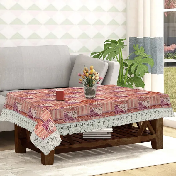 PVC_Center_Table_Cover_With_Border_Lace_(Size-40x60_Inches,_Color-Maroon)