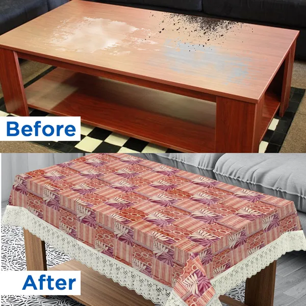 PVC_Center_Table_Cover_With_Border_Lace_(Size-40x60_Inches,_Color-Maroon)
