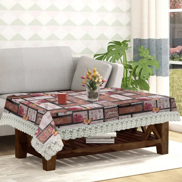 PVC_Center_Table_Cover_With_Border_Lace_(Size-40x60_Inches,_Color-Brown)