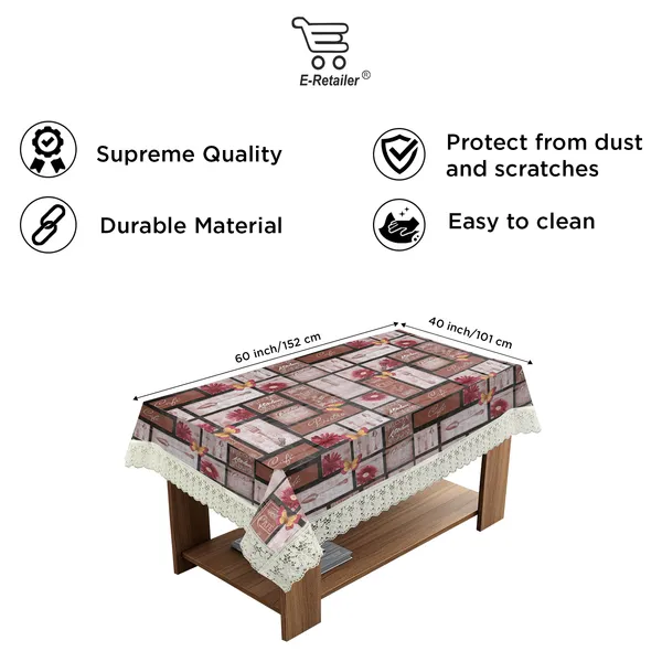 PVC_Center_Table_Cover_With_Border_Lace_(Size-40x60_Inches,_Color-Brown)