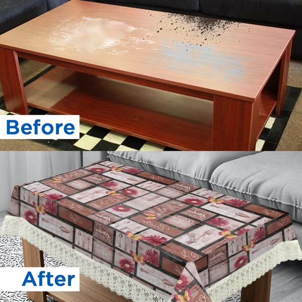 PVC_Center_Table_Cover_With_Border_Lace_(Size-40x60_Inches,_Color-Brown)