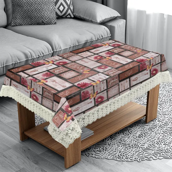 PVC_Center_Table_Cover_With_Border_Lace_(Size-40x60_Inches,_Color-Brown)