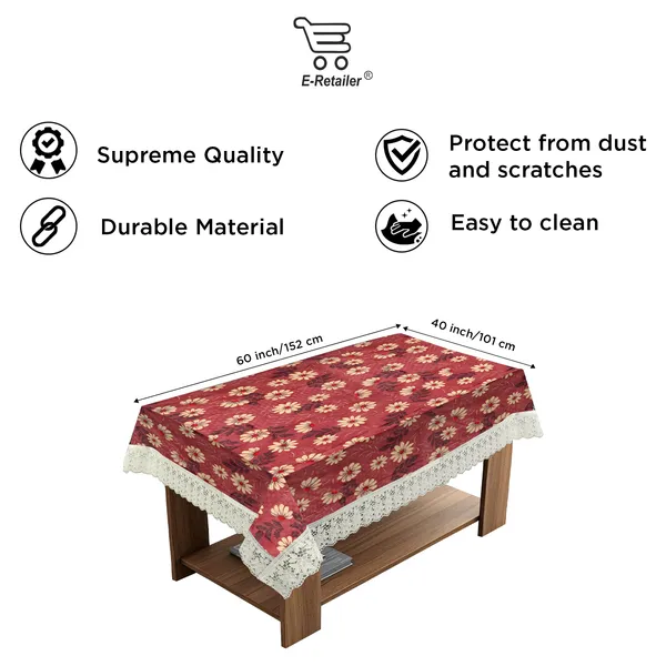 PVC_Center_Table_Cover_With_Border_Lace_(Size-40x60_Inches,_Color-Brown)