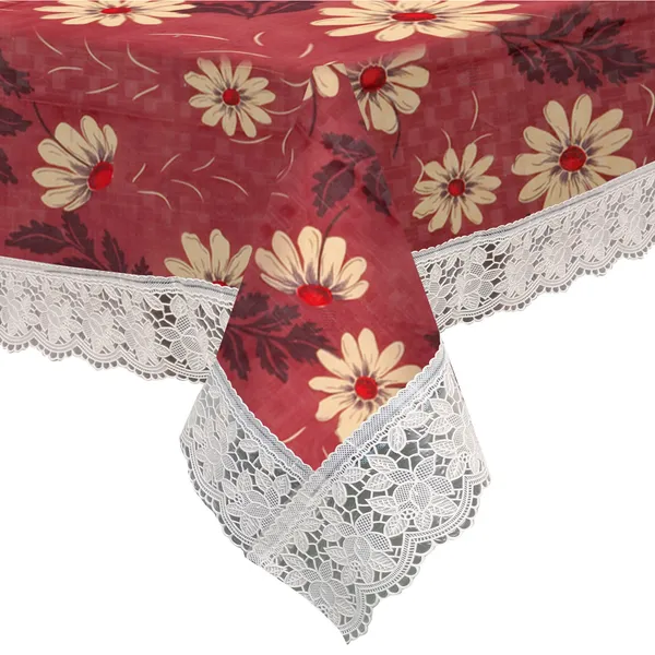 PVC_Center_Table_Cover_With_Border_Lace_(Size-40x60_Inches,_Color-Brown)