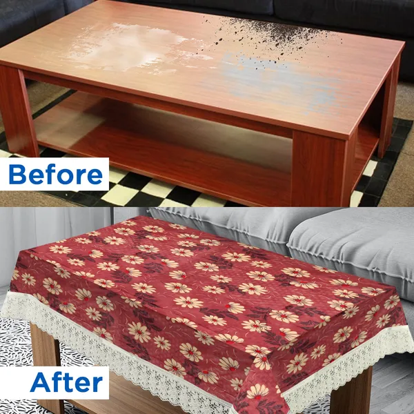 PVC_Center_Table_Cover_With_Border_Lace_(Size-40x60_Inches,_Color-Brown)