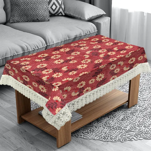 PVC_Center_Table_Cover_With_Border_Lace_(Size-40x60_Inches,_Color-Brown)