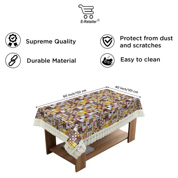 PVC_Center_Table_Cover_With_Border_Lace_(Size-40x60_Inches,_Color-Brown)