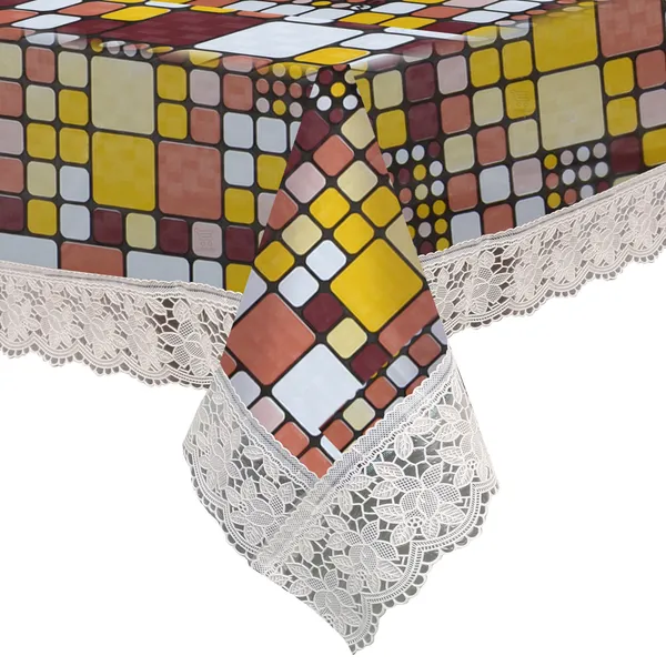 PVC_Center_Table_Cover_With_Border_Lace_(Size-40x60_Inches,_Color-Brown)