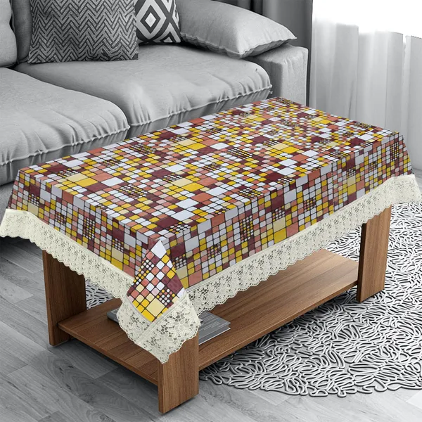 PVC_Center_Table_Cover_With_Border_Lace_(Size-40x60_Inches,_Color-Brown)