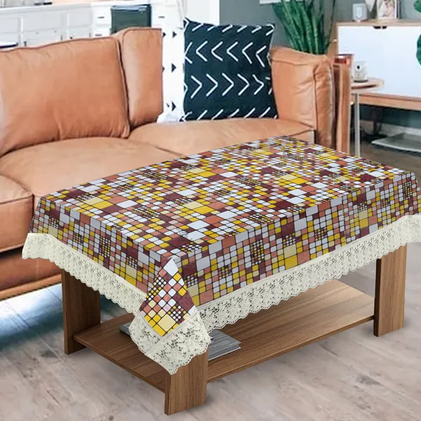 PVC_Center_Table_Cover_With_Border_Lace_(Size-40x60_Inches,_Color-Brown)