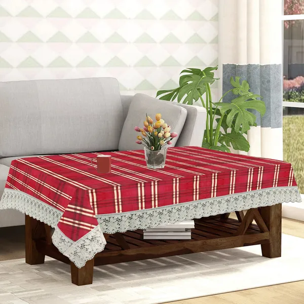 PVC_Center_Table_Cover_With_Border_Lace_(Size-40x60_Inches,_Color-Red)