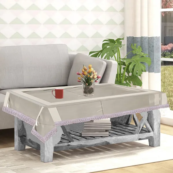 PVC_Transparent_Center_Table_Cover_With_Small_Silver_Border_Lace_(Size-40x60_Inches,_Color-Transparent)