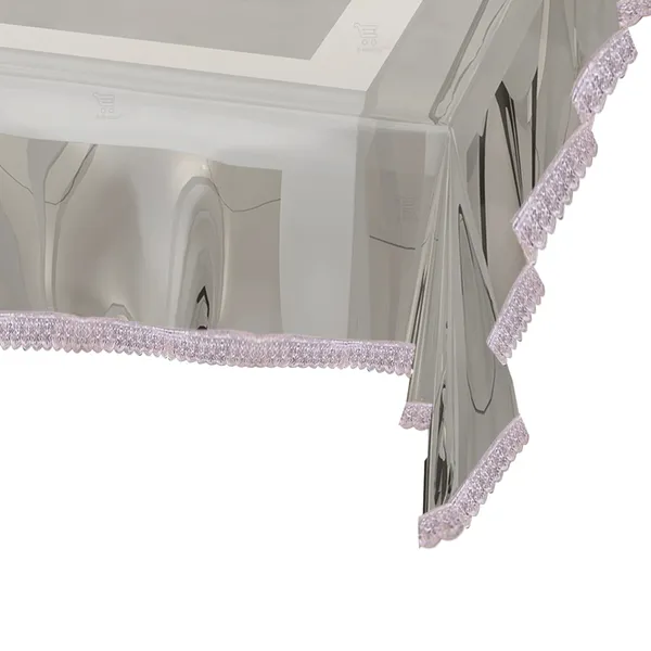 PVC_Transparent_Center_Table_Cover_With_Small_Silver_Border_Lace_(Size-40x60_Inches,_Color-Transparent)