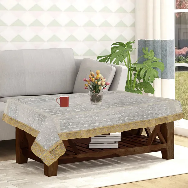 PVC_Diamond_Textured_Center_Table_Cover_With_Golden_Border_Lace_(Size-40x60_Inches,_Color-Transparent)