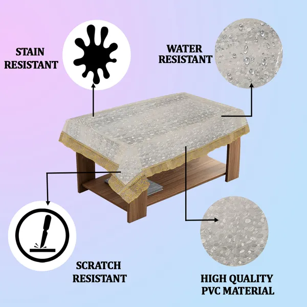 PVC_Diamond_Textured_Center_Table_Cover_With_Golden_Border_Lace_(Size-40x60_Inches,_Color-Transparent)