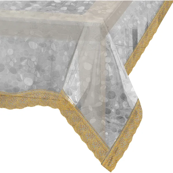 PVC_Diamond_Textured_Center_Table_Cover_With_Golden_Border_Lace_(Size-40x60_Inches,_Color-Transparent)