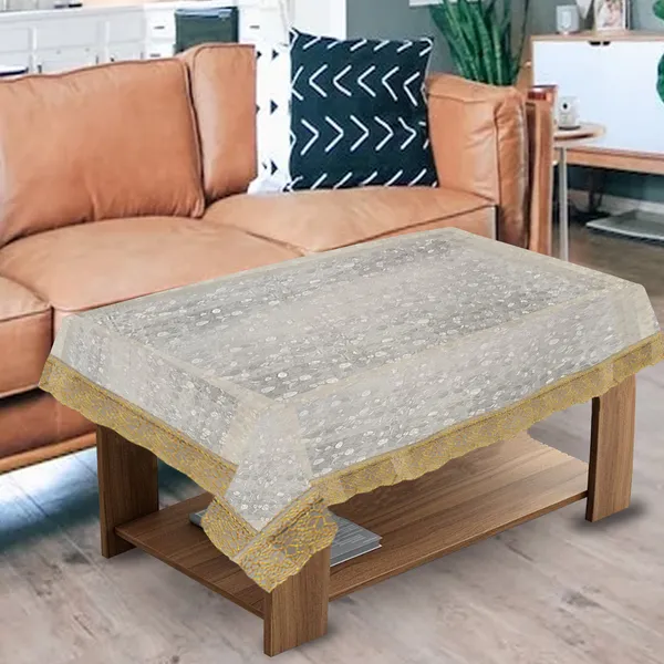 PVC_Diamond_Textured_Center_Table_Cover_With_Golden_Border_Lace_(Size-40x60_Inches,_Color-Transparent)