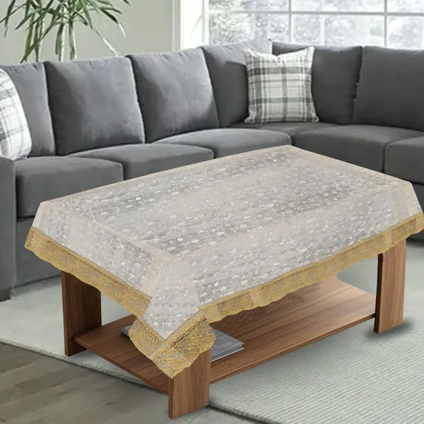PVC_Diamond_Textured_Center_Table_Cover_With_Golden_Border_Lace_(Size-40x60_Inches,_Color-Transparent)
