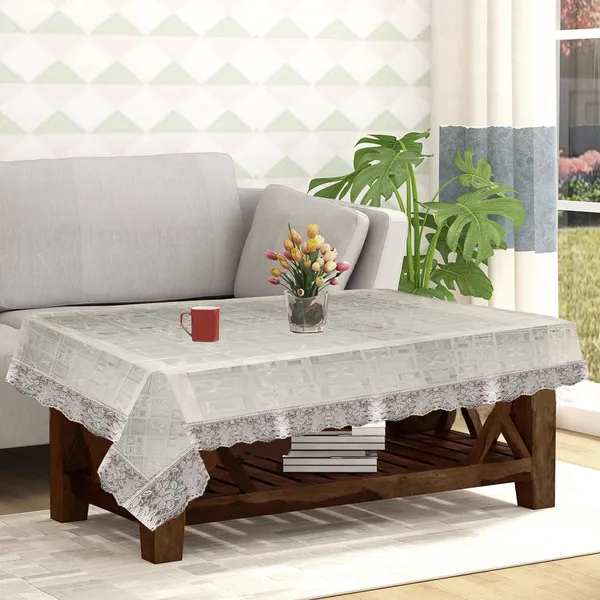 PVC_Square_Textured_Center_Table_Cover_With_Silver_Border_Lace_(Size-40x60_Inches,_Color-Transparent)