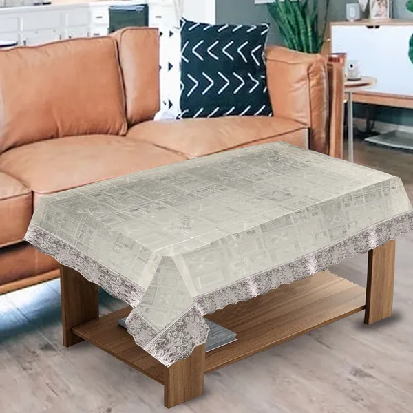 PVC_Square_Textured_Center_Table_Cover_With_Silver_Border_Lace_(Size-40x60_Inches,_Color-Transparent)