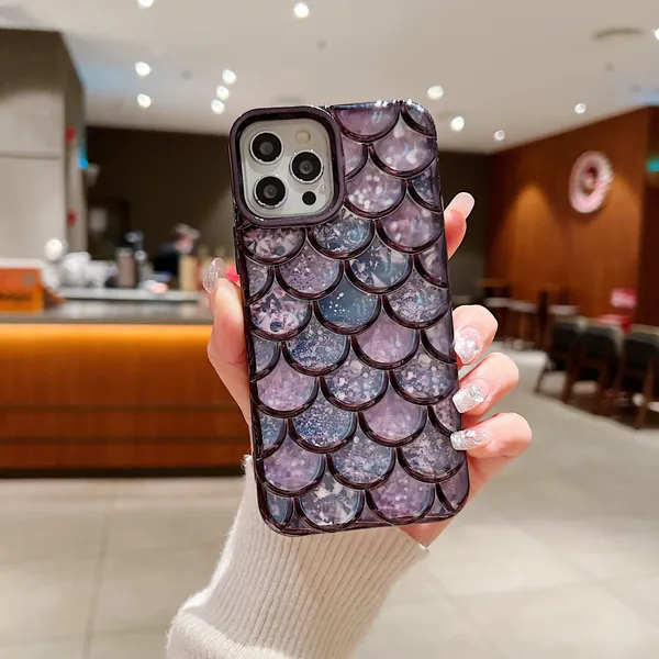 AS PLATINUM Apple iPhone 11/12/13/14/15 series Luxury Plating Colorful  Glitter Fish Scale Girlish Pattern ||Mobile Phone Case (Black) Price in  India