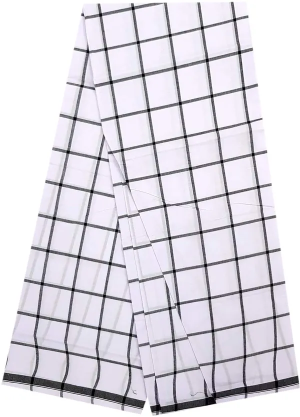 100%_Pure_Cotton_Ismail_Checkered_White,_Black_Lungi_-_2.10_Meter_and_2.60_Meter
