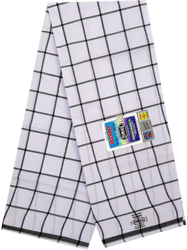 100%_Pure_Cotton_Ismail_Checkered_White,_Black_Lungi_-_2.10_Meter_and_2.60_Meter