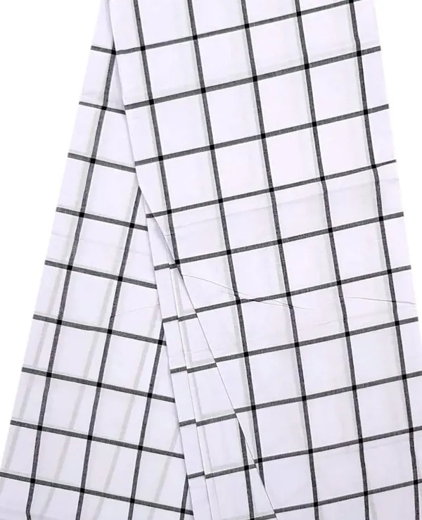100%_Pure_Cotton_Ismail_Checkered_White,_Black_Lungi_-_2.10_Meter_and_2.60_Meter
