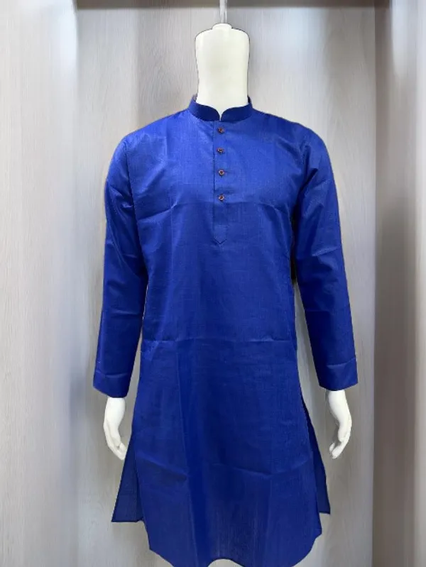 Ismail_Men's_Cotton_plain_blue_kurta_only