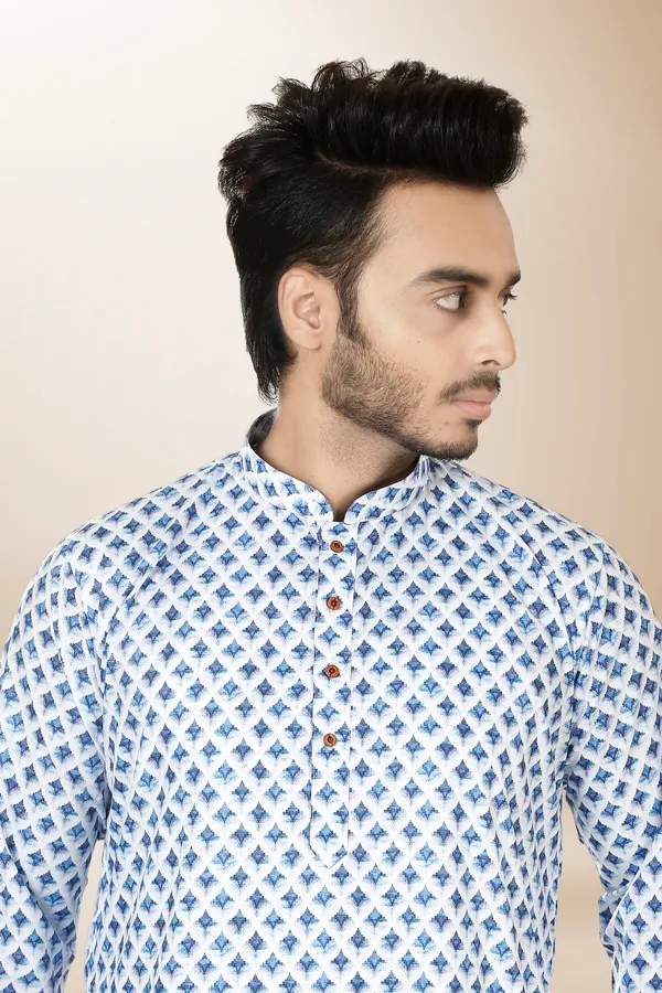 Ismail_Men's_Cotton_blue_color_kurta_set_for_men