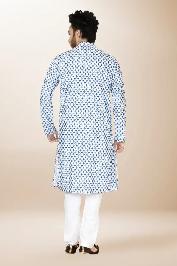 Ismail_Men's_Cotton_blue_color_kurta_set_for_men