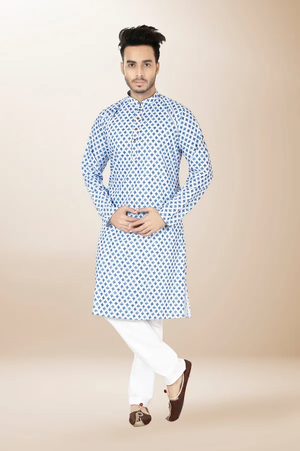 Ismail_Men's_Cotton_blue_color_kurta_set_for_men