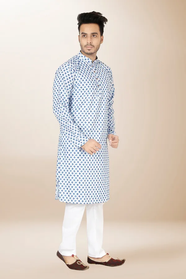 Ismail_Men's_Cotton_blue_color_kurta_set_for_men