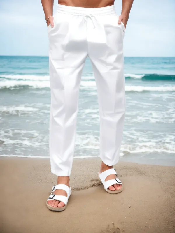 Ismail_Men's_Cotton_Full_Elastic_White_Pyjama_With_(Zip_Pocket)