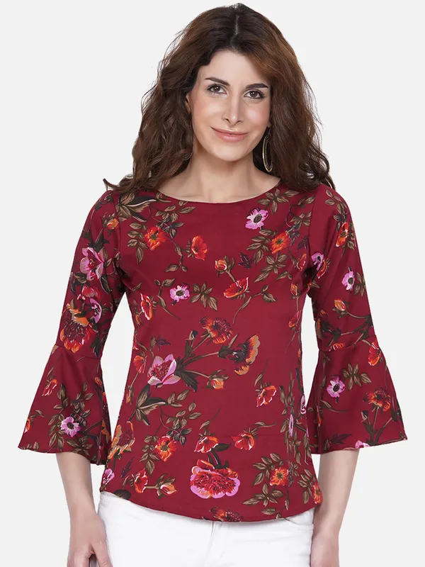 Akshatani_Maroon_Floral_Print_Crepe_Top