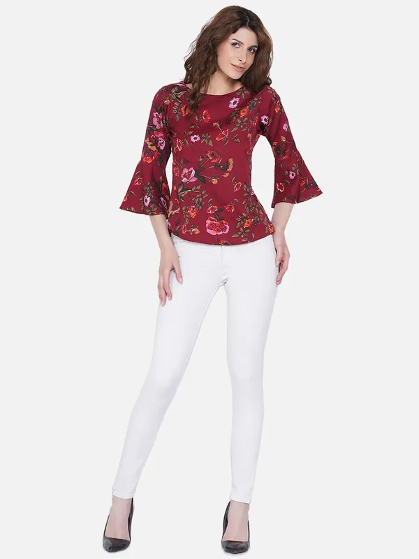 Akshatani_Maroon_Floral_Print_Crepe_Top