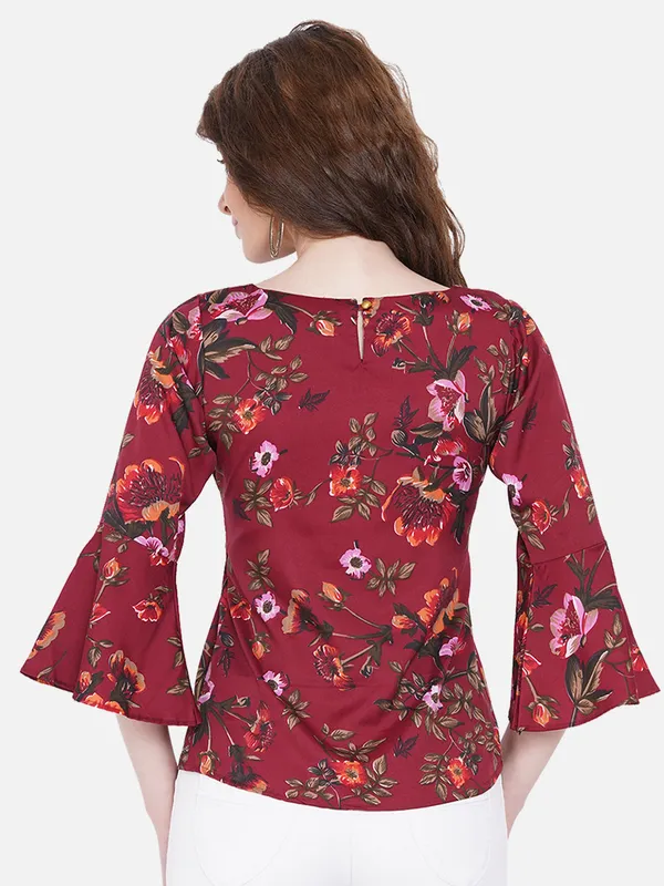 Akshatani_Maroon_Floral_Print_Crepe_Top