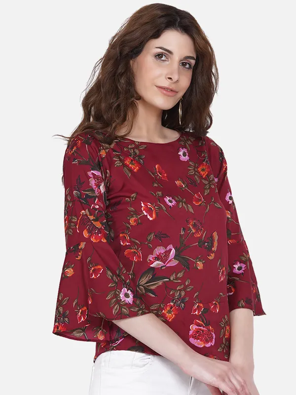 Akshatani_Maroon_Floral_Print_Crepe_Top